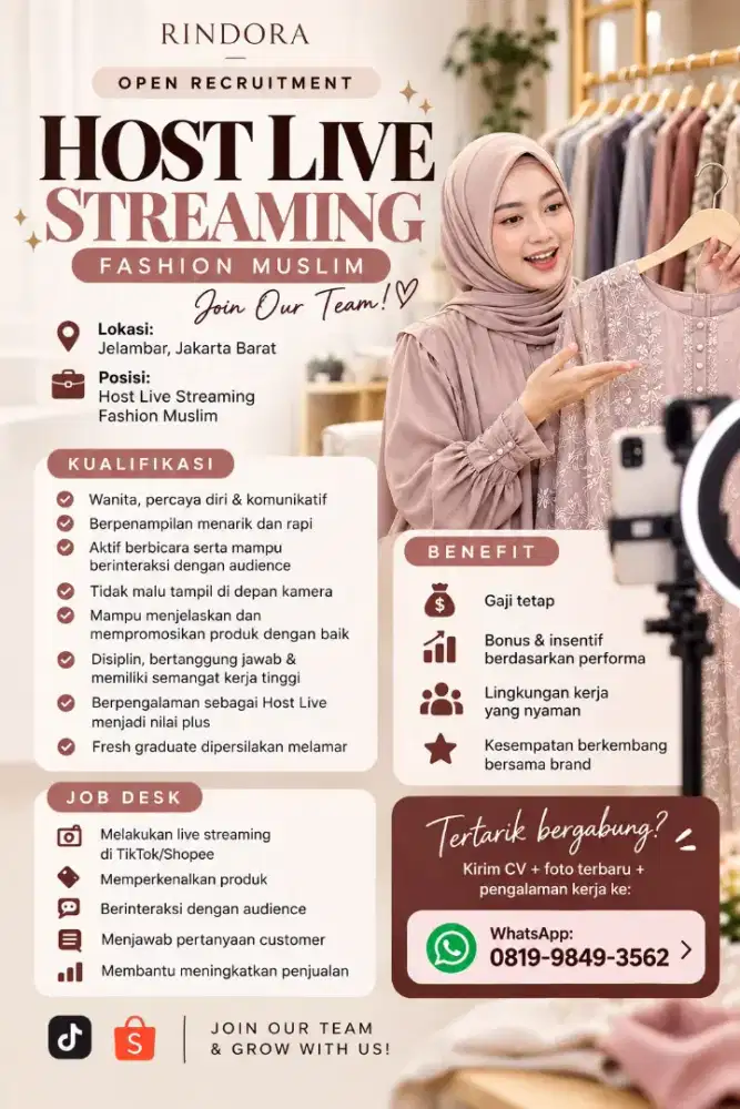 LOWONGAN HOST LIVE