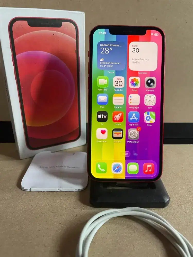 Iphone 12 128gb red inter all operator fullset mulus normal semua