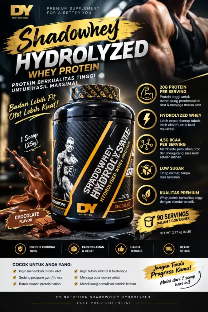 Susu fitnes Whey protein isolate DY nutrion shadowwhey BPOM original