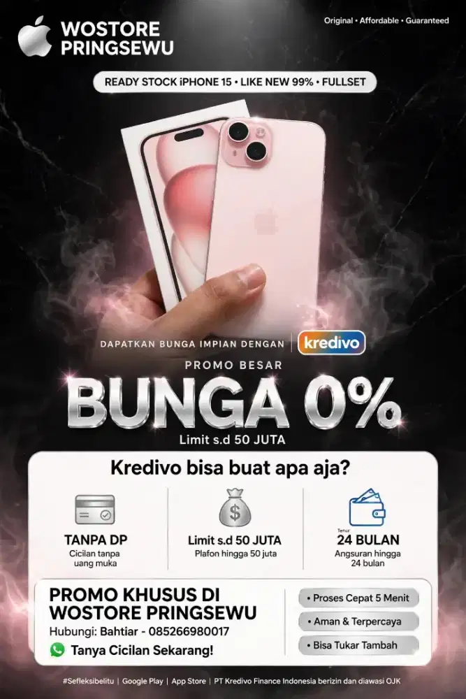 iPhone 15 Second/ Cicilan kredivo bunga 0% dan proses kredit cepat