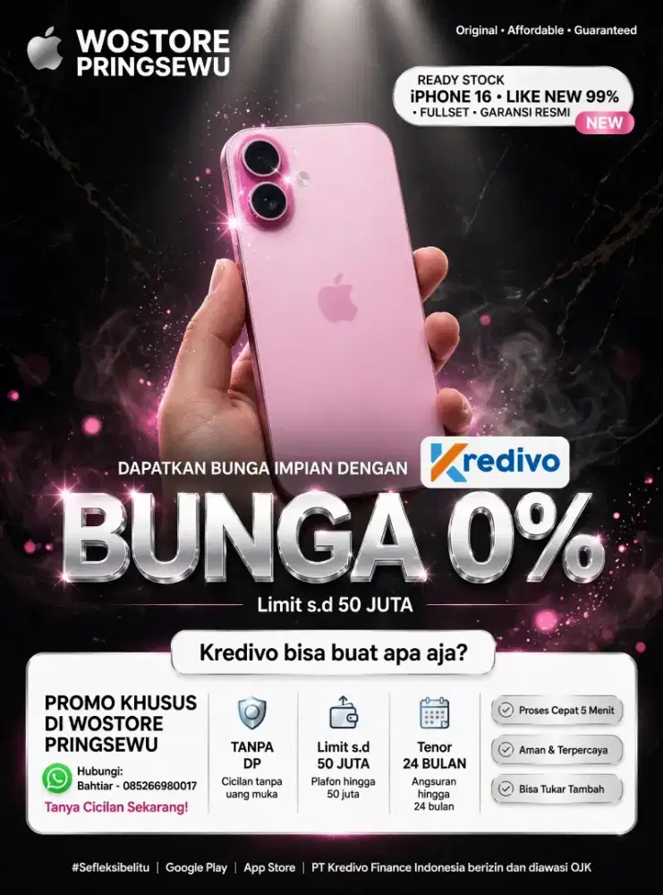 iPhone 16 Basic/ Cicilan kredivo dengan bunga 0% dan proses cepat