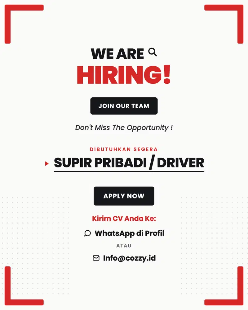 DIBUTUHKAN: SOPIR / DRIVER PRIBADI
