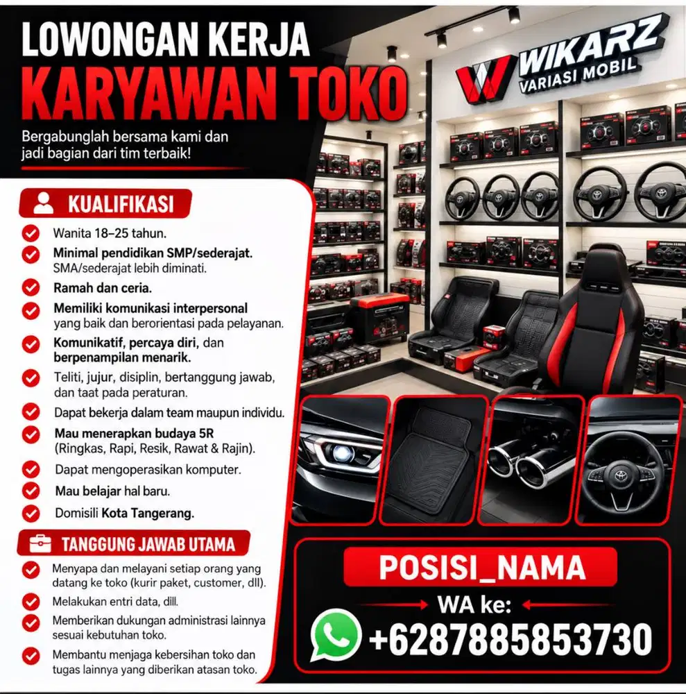 Lowongan Kerja Karyawan Toko