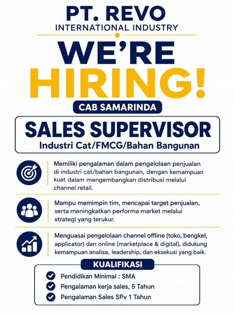 LOKER SALES SUPERVISOR DAN SALES