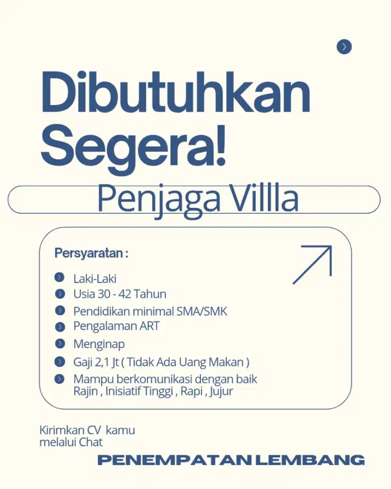 Lowongan Penjaga Villa