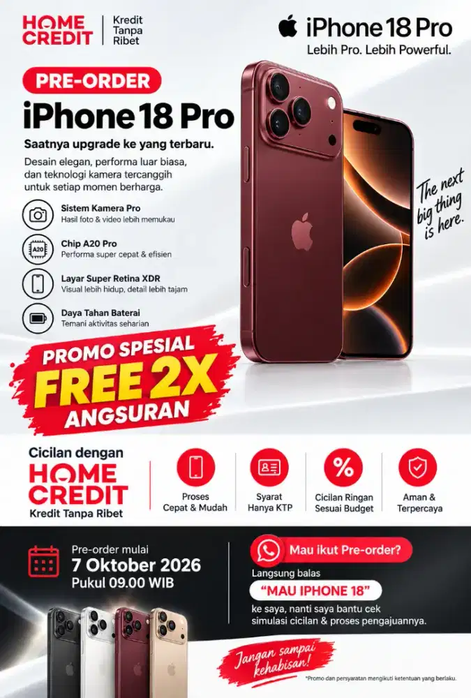 PO IPHONE 18 SERIES BISA CASH ATAU CICILAN