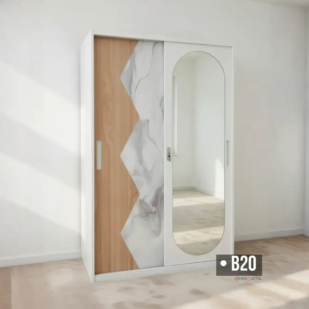 Lemari Pakaian Besi Pintu Sliding Importa S03-120 B20