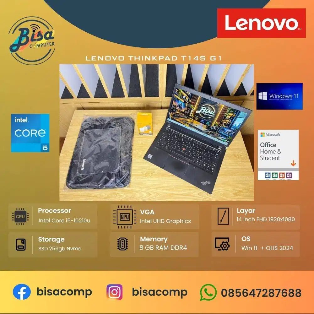 Lenovo thinkpad T14s G1 Core i5-10210u ssd 256gb ram 8gb