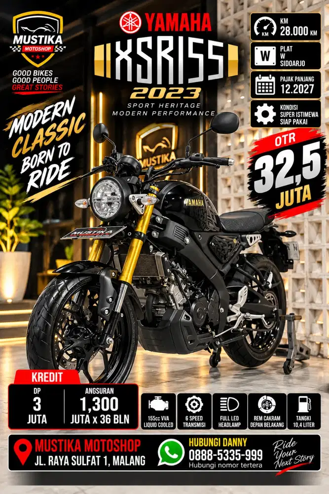 Mulus terawat‼️Yamaha XSR 155 2023. KM 27rb. DANNY Mustika Malang