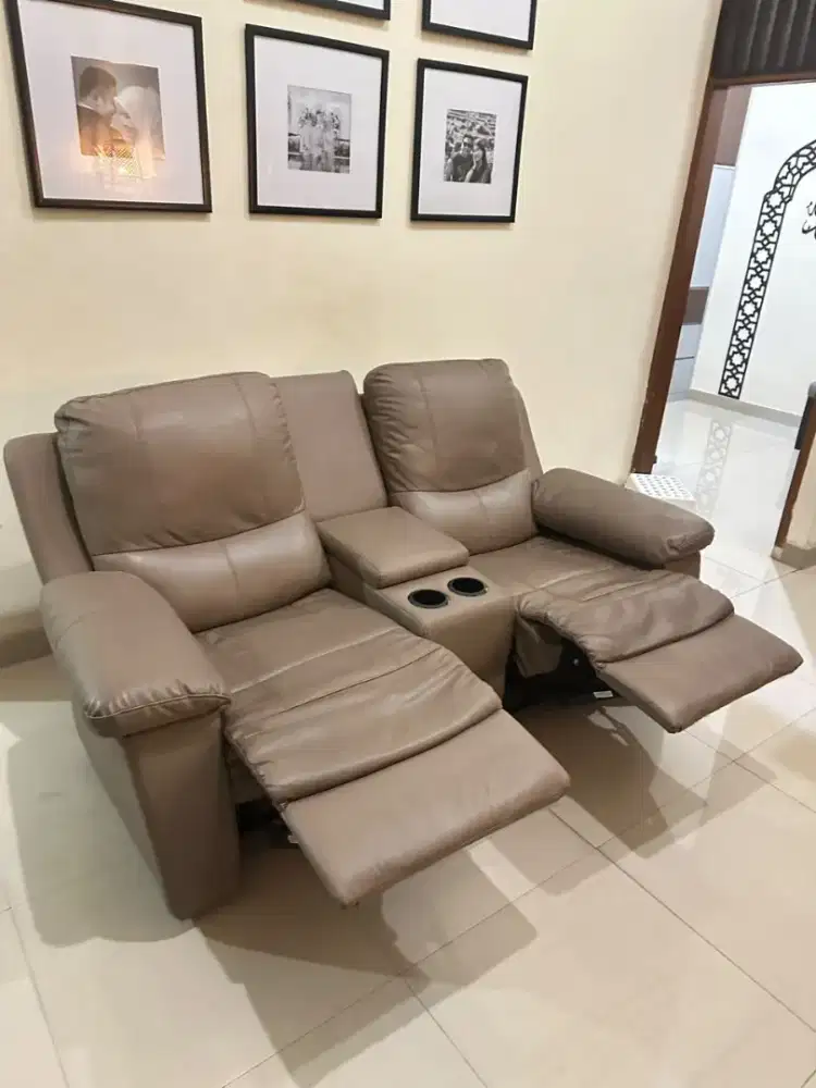 Sofa Atria Recliner 2 Seater With Leather Tan