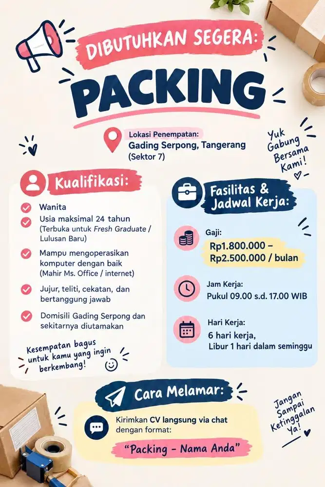LOWONGAN PACKING E-COMMERCE GADING SERPONG