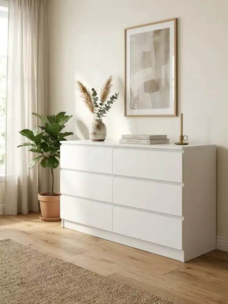 Drawer laci 6 putih minimalis
