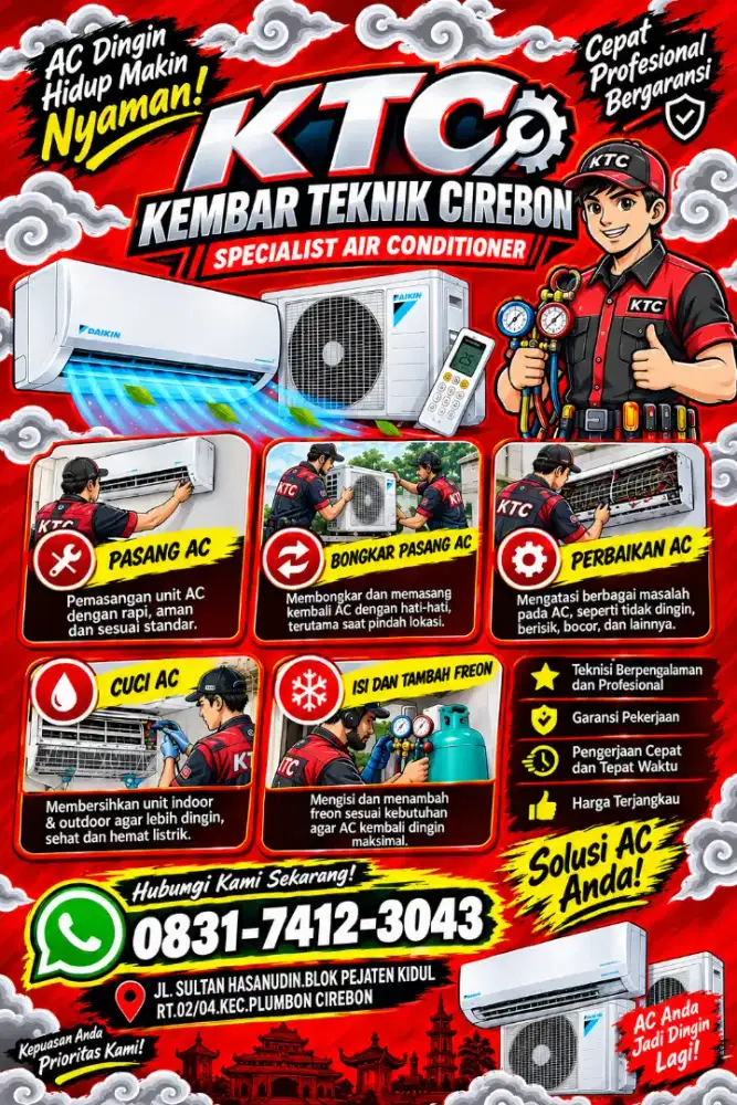 JASA SERVICE CUCI AC & PEMASANGAN AC DLL
