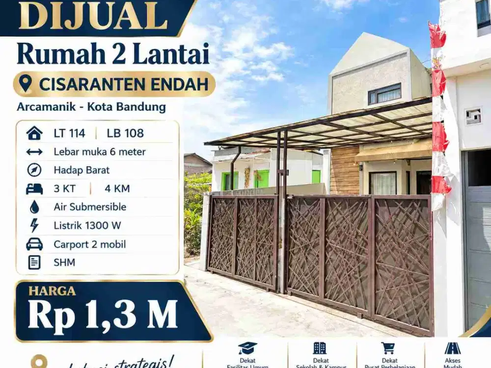 Dijual rumah 2 lantai di Cisaranten Endah, Arcamanik, Kota Bandung