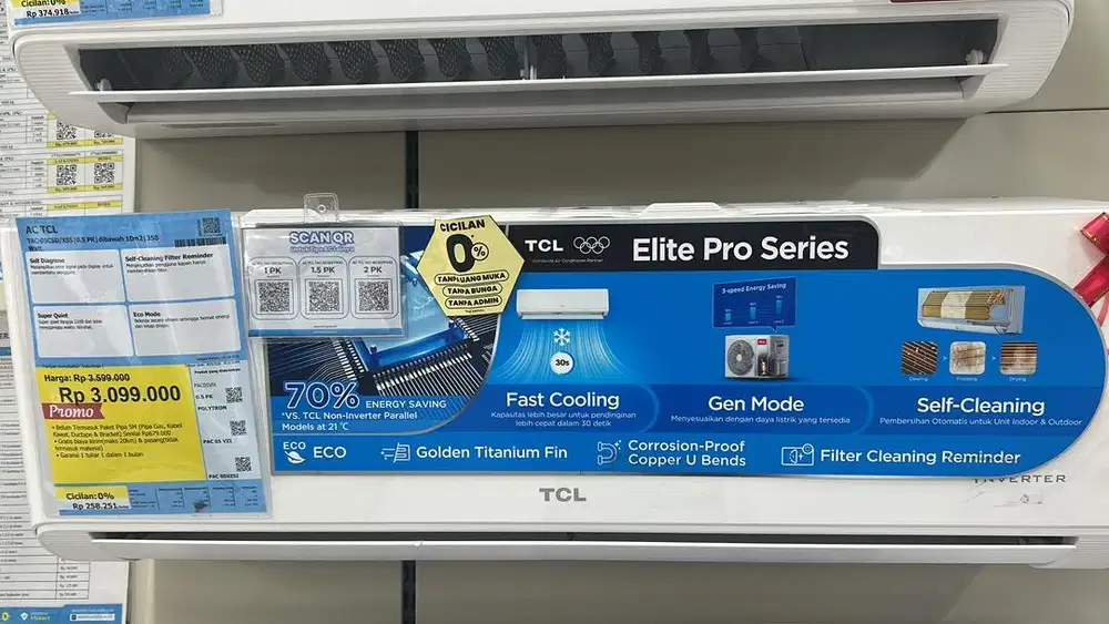AC sharp, daikin, midea, TCL, Aqua, dll