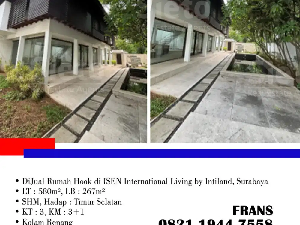 DiJual Rumah Hook di ISEN International Living by Intiland, di Kota Surabaya
