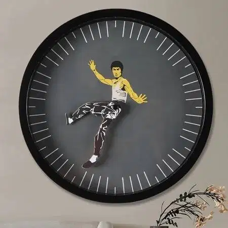 Jam Dinding Unik ''Bruce Lee'' - Hitam, Putih