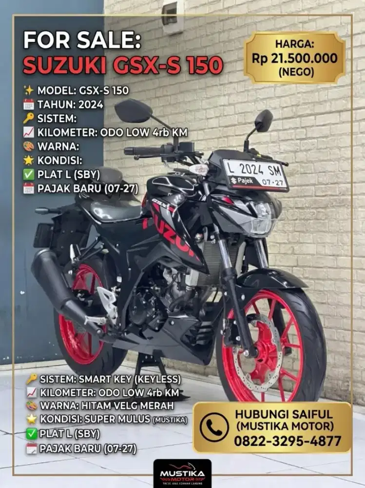 Odo4rb Istimewa!!Suzuki Gsx-204 plat L pajek Baru Mulus-Muatika