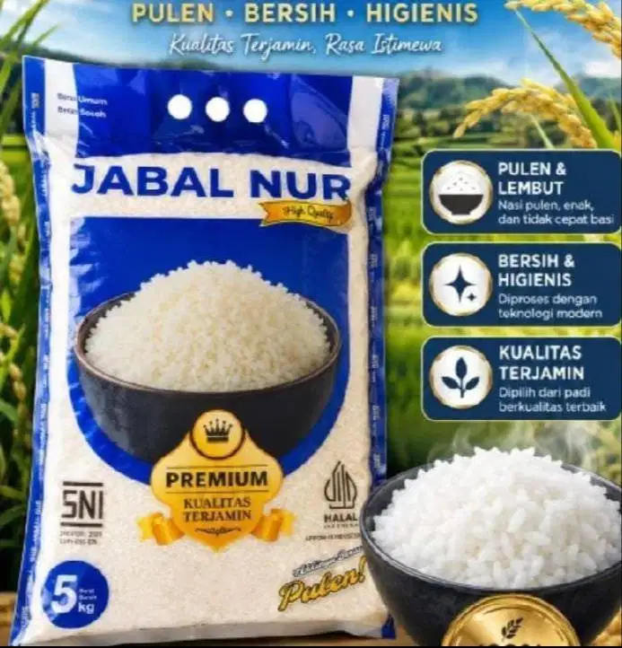 Jual Beras Premium Jabal Nur 5 Kg - Pulen, Bersih & Berkualitas Tinggi