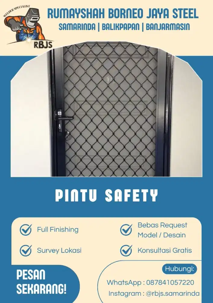 PINTU SAFETY BESI MINIMALIS | KOKOH & CUSTOM