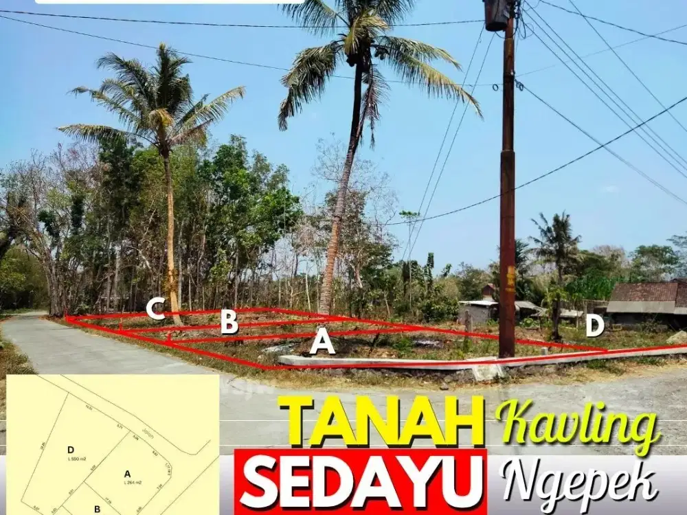 Tanah Kavling MURAH Jogja,Sedayu mulai Lt 145 m2 ld 9 m SHM