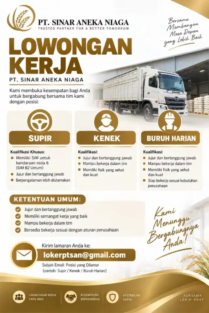 DUCARI YANG MAU LANGAUNG BEKERJA TERUTAMA SEBAGAI SUPIR