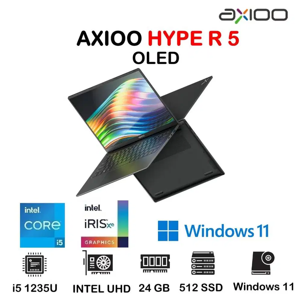LAPTOP AXIOO HYPE R 5 OLED - I5 1235U 24GB 512GB 14 FHD +WINDOWS 11
