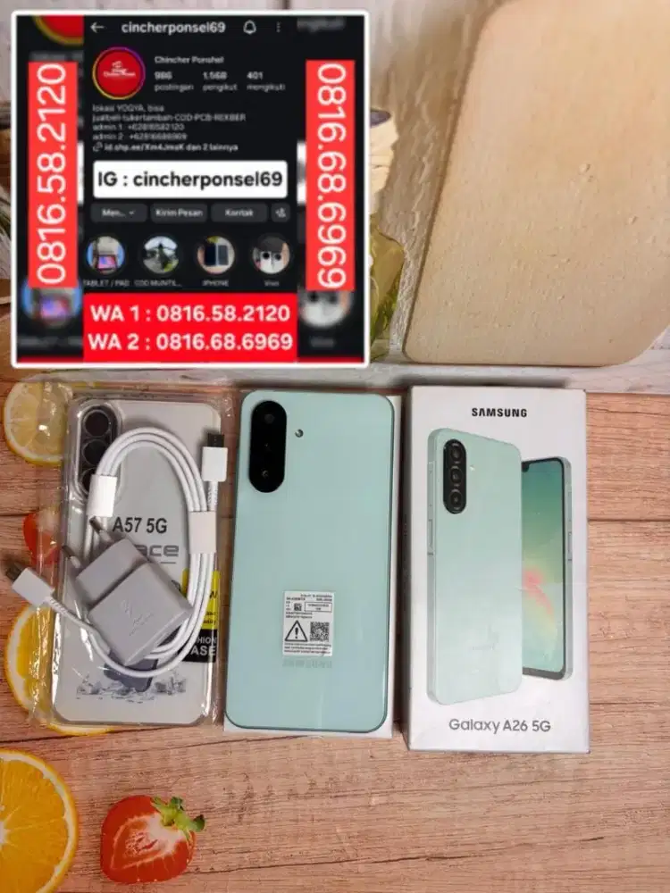 Jual hp samsung A26 5g 8/256 mint istimewa likenew resmi free ADAPTOR