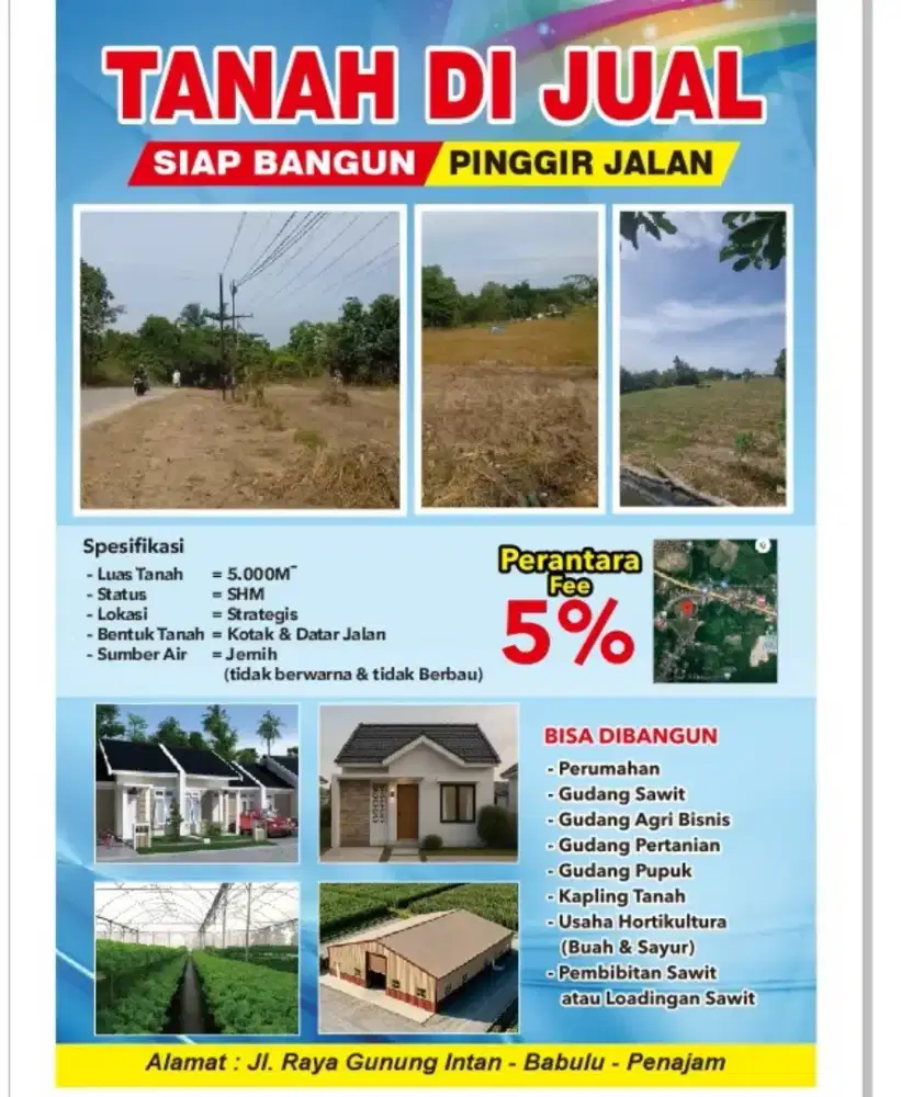 TANAH DI JUAL PINGGIR JALAN STRATEGIS