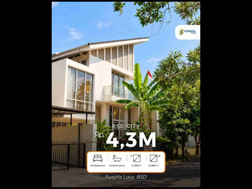 Jual Rumah Bagus 2 Lantai SHM Dekat Mall Puspita Loka BSD, Nn