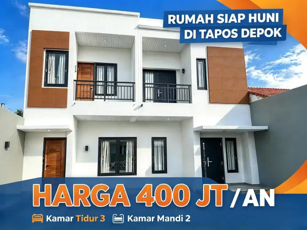 Hanya 2 Unit 2 Lantai Siap Huni di Sukamaju Baru Tapos Depok