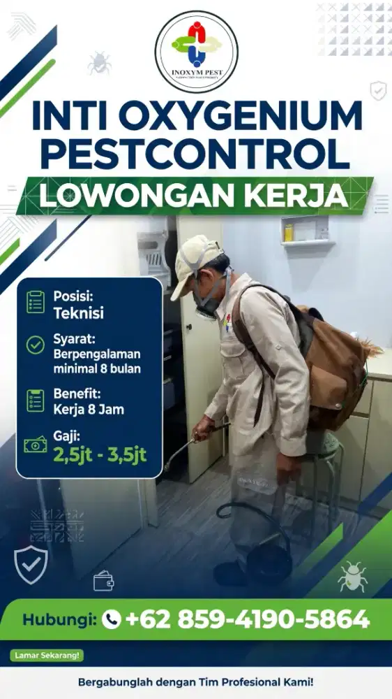 Di butuhkan karyawan teknisi pest control