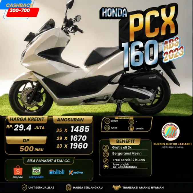 HONDA PCX 160 ABS 2023 KM MASIH RENDAH PLAT DEPOK BISA CASH DAN KREDIT