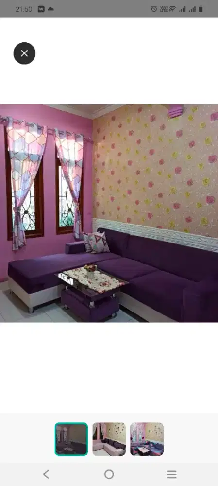 Sofa L ungu bahan bludru
