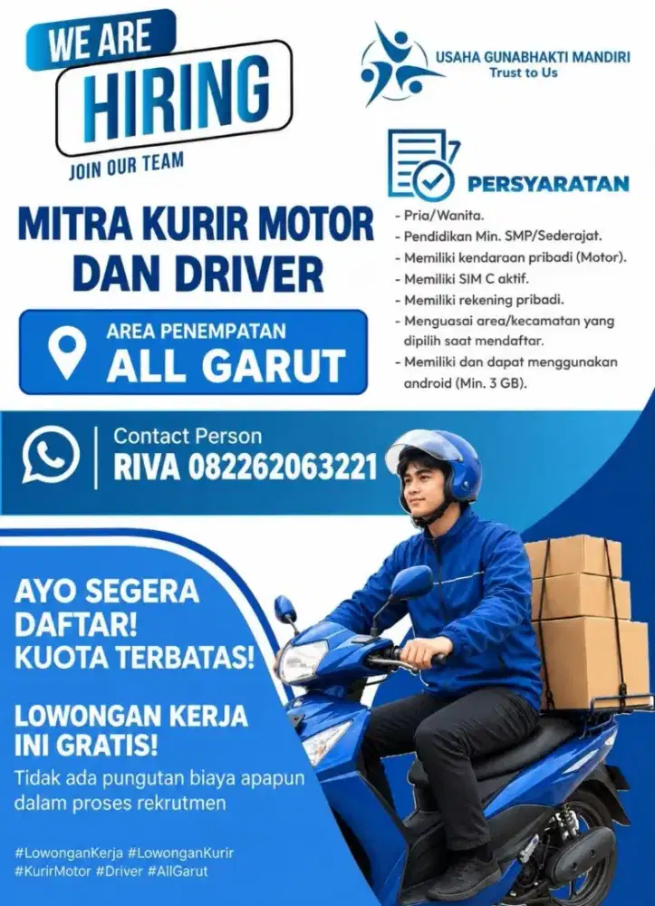 Loker mitra kurir motor dan mobil