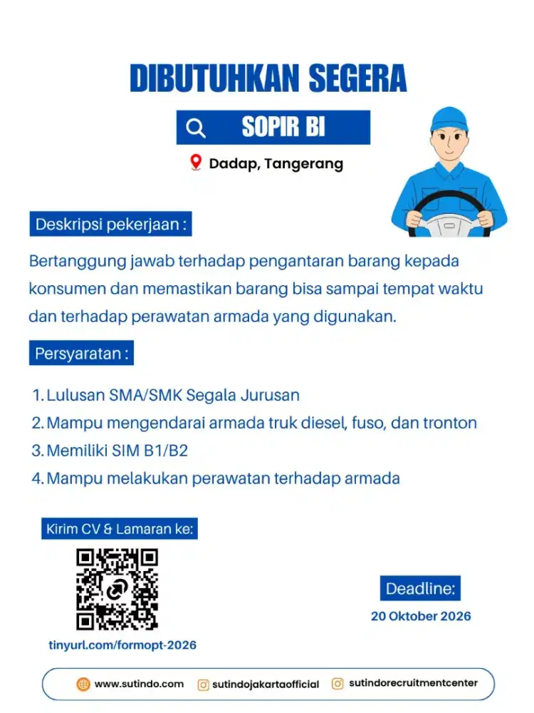 Dibutuhkan Segera Porter dan Sopir BI