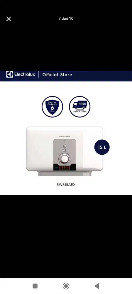 WaterHeater Electrolux 15 Liter