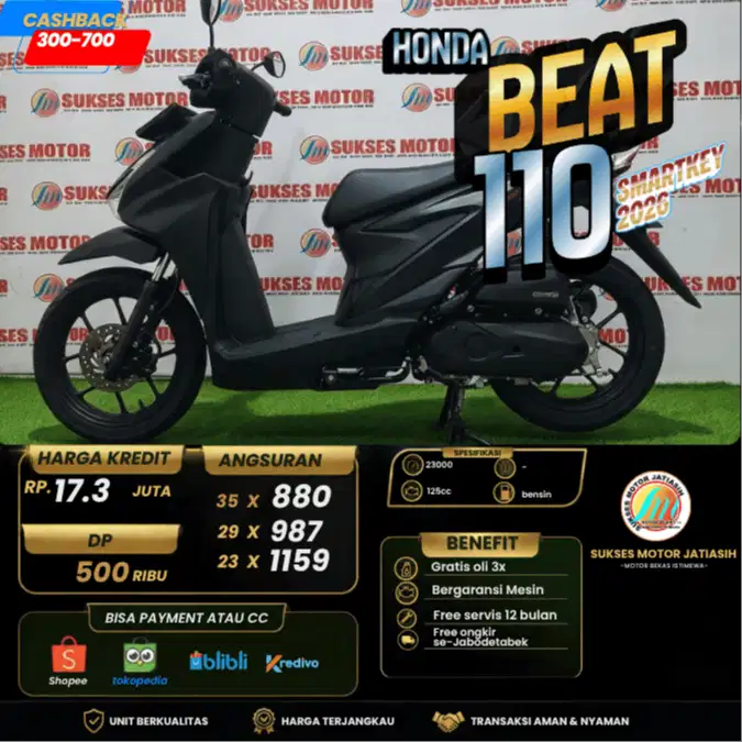 HONDA BEAT DELUXE SMARTKEY 2026 PLAT JAKARTA TIMUR KM RENDAH SIAP GAS