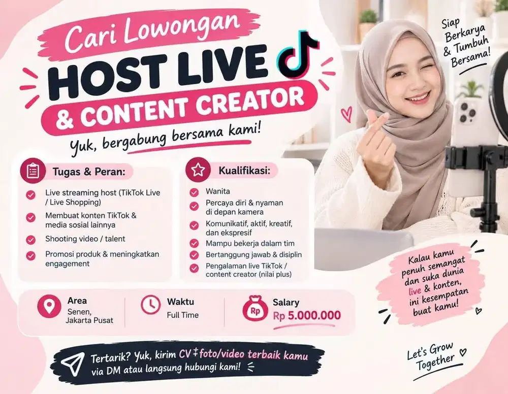 Dicari Host Live TikTok & Content Creator