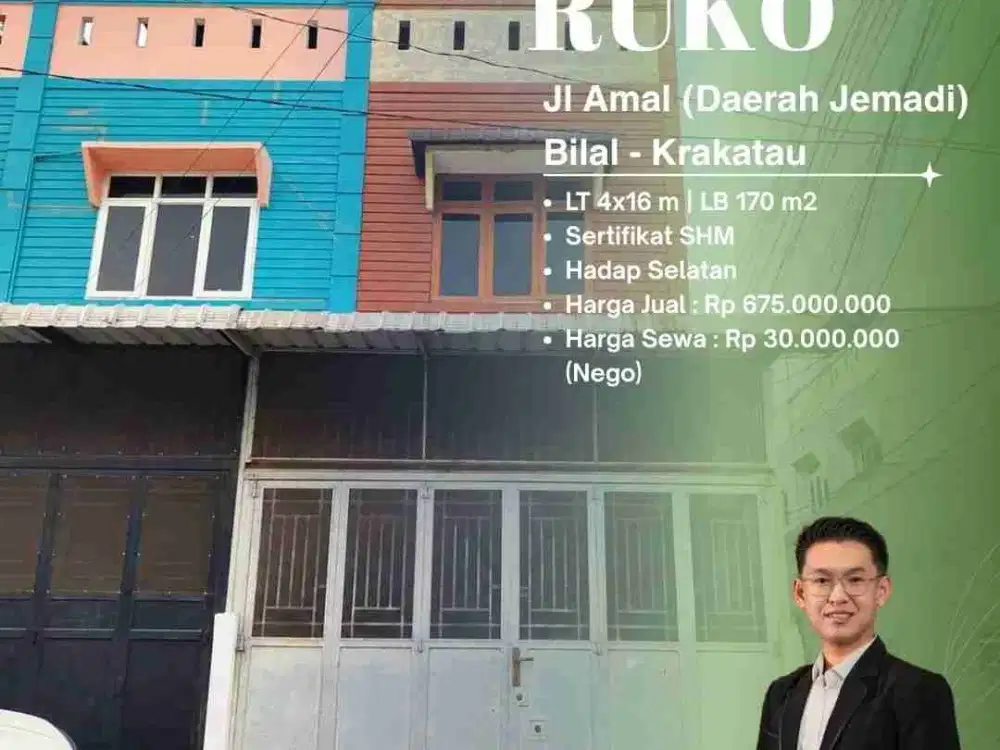 DIJUAL / DISEWAKAN RUKO DI JL AMAL DAERAH JEMADI - KRAKATAU