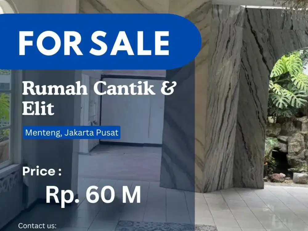 Dijual Rumah Cantik Lokasi Tenang dan Elit di Menteng Jakarta