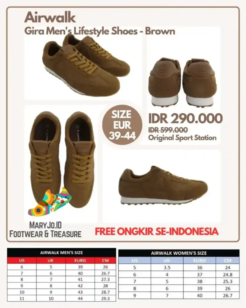 Airwalk Gira Men's Lifestyle Shoes - Brown : Size 39-44