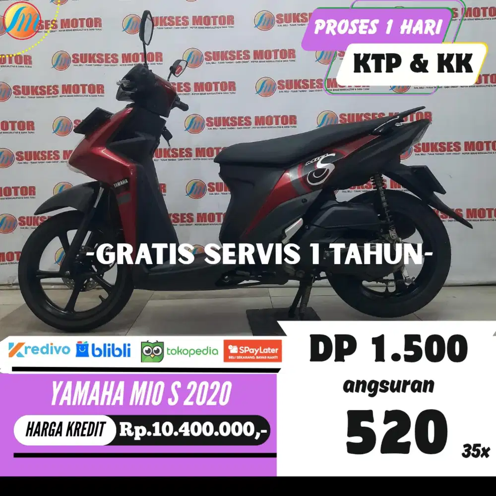 YAMAHA MIO S 2020 JUAL CEPAT CASH KREDIT SPAYLATER BERGARANSI PAJAK ON
