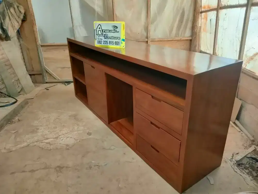 Bufet minimalis tv new full kayu jati