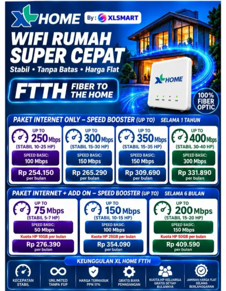 Butuh Wifi murah tanpa super cepat  sudah ultra 5G dari XL Home