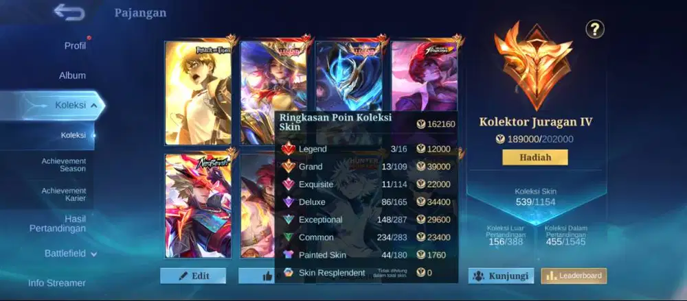 Rank tinggi, akun old dari 2017, skin okee