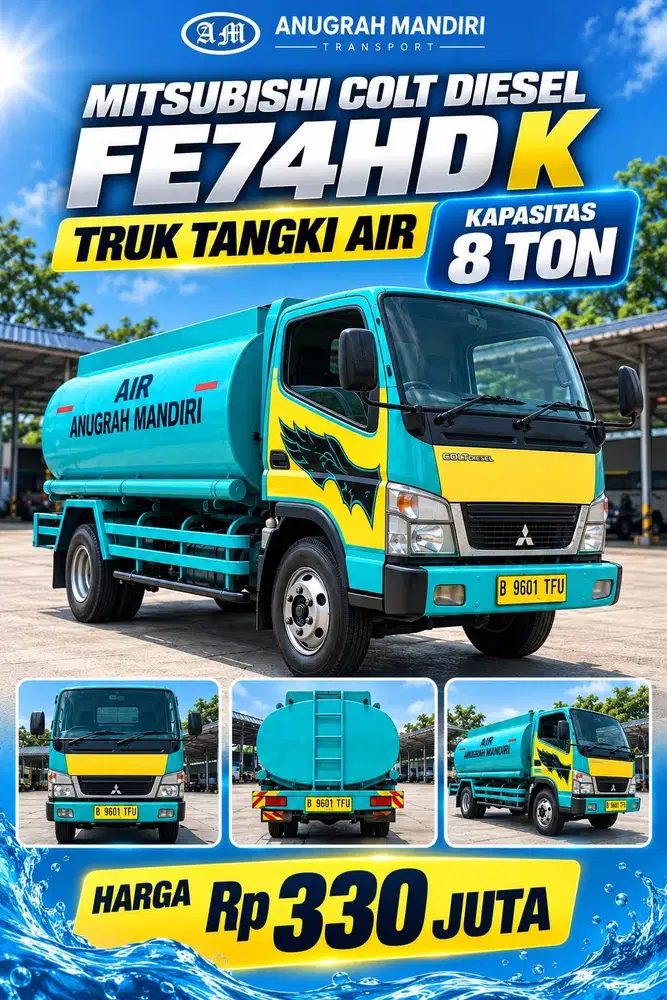 DIJUAL MITSUBISHI COLT DIESEL FE74HD K TANGKI AIR 8 TON