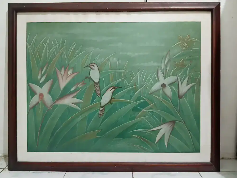 Lukisan Vintage dekoratif gaya tradisional Bali