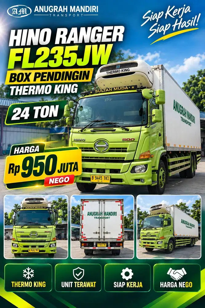 DIJUAL HINO RANGER FL235JW – BOX PENDINGIN THERMO KING | 24 TON