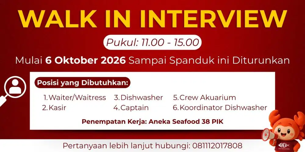 WALK IN INTERVIEW - RESTO SEAFOOD DI DAERAH PANTJORAN PIK 1